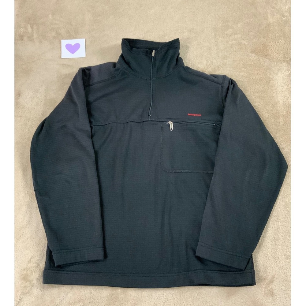 Vintage Patagonia Regulator Fleece Pullover polartec 1/4 zip Men's XS Black EUC